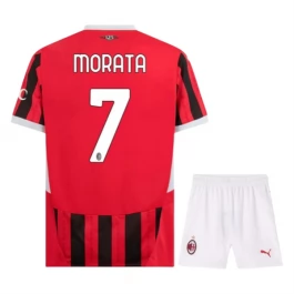 AC Milan Morata 7 Thuisshirt Kids 2024-2025 Voetbaltenue
