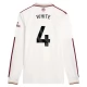 Arsenal White 4 Third Shirt 2025-2026 L/S Voetbaltenue