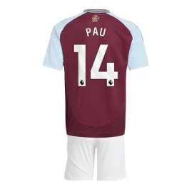 Aston Villa Pau 14 Thuisshirt Kids 2024-2025 Voetbaltenue