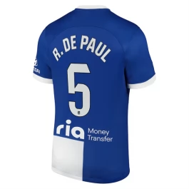 Atlético Madrid Voetbaltenue R. De Paul 5 2023-2024 Uitshirt