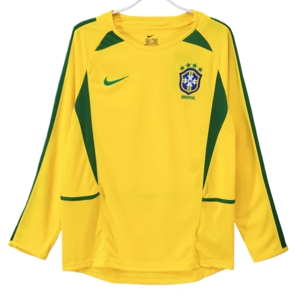 Brazilië Thuisshirt Retro 2002 Lange Mouwen Voetbaltenue Brazilië Thuisshirt Retro 2002 Lange Mouwen Voetbaltenue