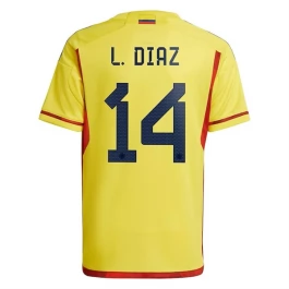 Colombia Voetbaltenue L.Diaz 14 2022 Thuisshirt