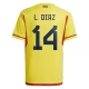 Colombia Voetbaltenue L.Diaz 14 2022 Thuisshirt