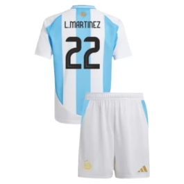 Copa América 2024 Argentinië L.Martinez 22 Thuisshirt Kids Voetbaltenue