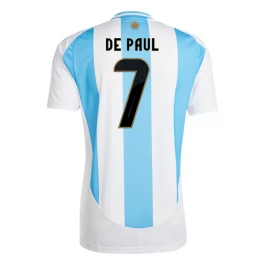 Copa América 2024 Argentinië Voetbaltenue De Paul 7 Thuisshirt
