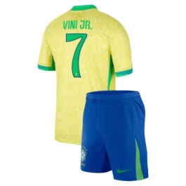 Copa América 2024 Brazilië Vini Jr. 7 Thuisshirt Kids Voetbaltenue