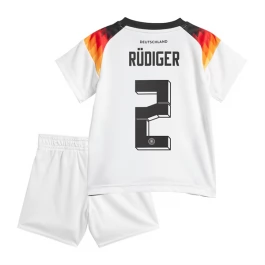 EK 2024 Duitsland Voetbaltenue Rüdiger 2 Thuisshirt Kids