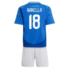 EK 2024 Italië Barella 18 Thuisshirt Kids Voetbaltenue