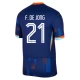 EK 2024 Nederland F.De Jong 21 Uitshirt Voetbaltenue
