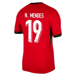 EK 2024 Portugal N.Mendes 19 Thuisshirt Voetbaltenue
