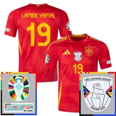 EK 2024 Spanje Lamine Yamal 19 Thuisshirt Voetbaltenue Patch EK 2024 Spanje Lamine Yamal 19 Thuisshirt Voetbaltenue Patch