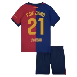 FC Barcelona F.De Jong 21 Thuisshirt Kids 2024-2025 Voetbaltenue