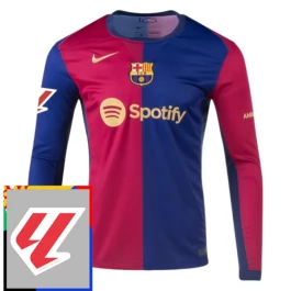FC Barcelona Thuisshirt With La Liga Patch 2024-2025 L/S Voetbaltenue