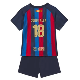 FC Barcelona Voetbaltenue Jordi Alba 18 2022-2023 Thuisshirt Kids