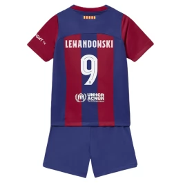 FC Barcelona Voetbaltenue Lewandowski 9 2023-2024 Thuisshirt Kids