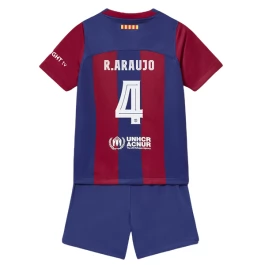 FC Barcelona Voetbaltenue R.Araujo 4 2023-2024 Thuisshirt Kids