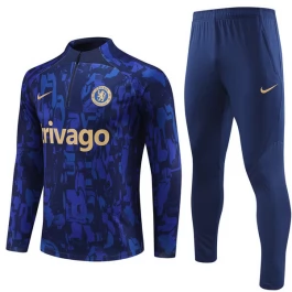 Kids Chelsea Trainingspakken 2023-24 - 1-4 Zip Blauw Camouflage