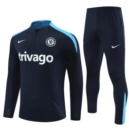 Kids Chelsea Trainingspakken 2024-25 - 1-4 Zip Zwart Blauw