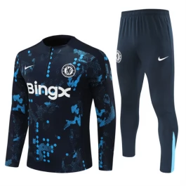 Kids Chelsea Trainingspakken 2024-25 - 1-4 Zip Zwart Blauw