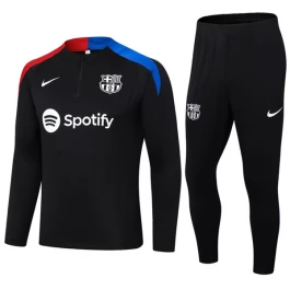 Kids FC Barcelona Trainingspakken 2024-25 - 1-4 Zip Zwart Rood