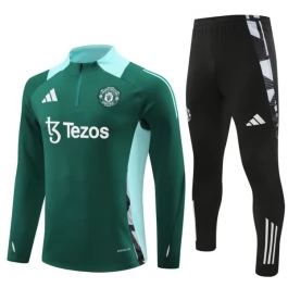Kids Manchester United Trainingspakken 2024-25 - 1-4 Zip Groen