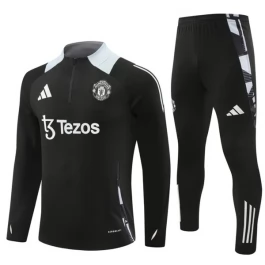 Kids Manchester United Trainingspakken 2024-25 - 1-4 Zip Zwart Grijs