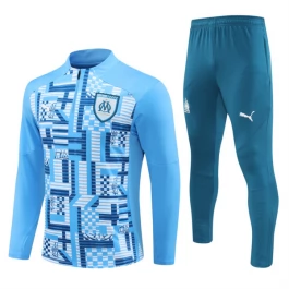 Kids Olympique de Marseille Trainingspakken 2024-25 - 1-4 Zip Blauw