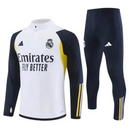 Kids Real Madrid Trainingspakken 2023-24 - 1-4 Zip Wit