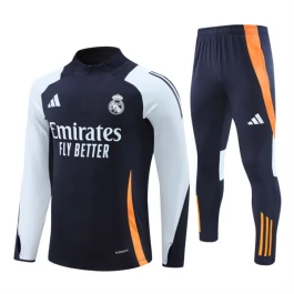 Kids Real Madrid Trainingspakken 2024-25 - 1-4 Zip Blauw