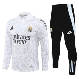 Kids Real Madrid Trainingspakken 2024-25 - 1-4 Zip Wit
