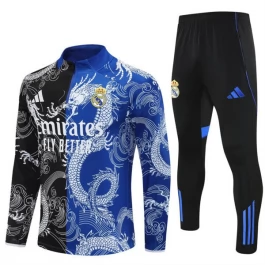 Kids Real Madrid Trainingspakken 2025-26 - 1-4 Zip Dragon Zwart