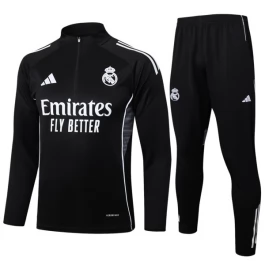 Kids Real Madrid Trainingspakken 2025-26 - 1-4 Zip Zwart