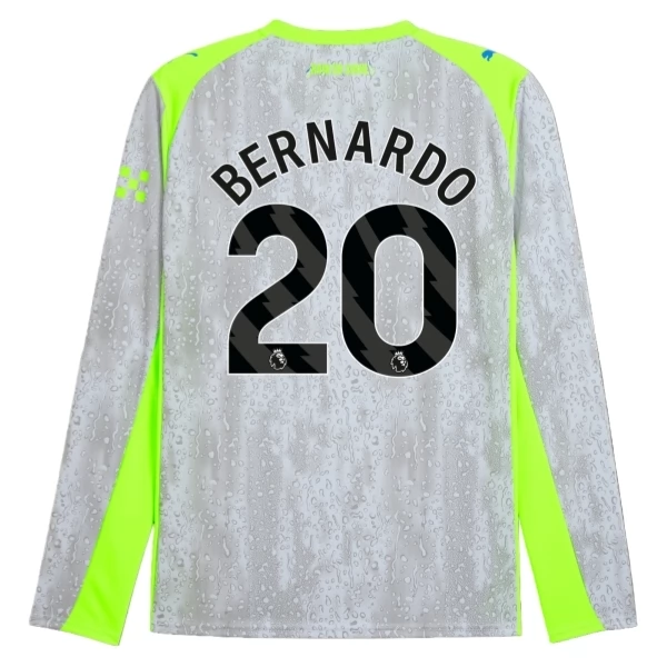 Manchester City Bernardo 20 Derde Shirt 2025-2026 Lange Mouwen Voetbaltenue Manchester City Bernardo 20 Derde Shirt 2025-2026 Lange Mouwen Voetbaltenue
