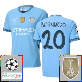 Manchester City Bernardo 20 Thuisshirt Champions League With Patch 2024-2025 Voetbaltenue