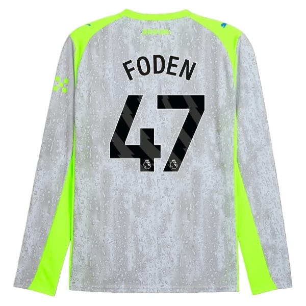 Manchester City Foden 47 Derde Shirt 2025-2026 Lange Mouwen Voetbaltenue Manchester City Foden 47 Derde Shirt 2025-2026 Lange Mouwen Voetbaltenue