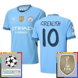 Manchester City Grealish 10 Thuisshirt Champions League With Patch 2024-2025 Voetbaltenue