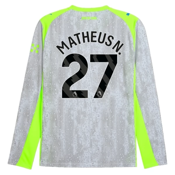 Manchester City Matheus N. 27 Derde Shirt 2025-2026 Lange Mouwen Voetbaltenue Manchester City Matheus N. 27 Derde Shirt 2025-2026 Lange Mouwen Voetbaltenue