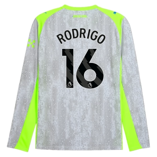 Manchester City Rodrigo 16 Derde Shirt 2025-2026 Lange Mouwen Voetbaltenue Manchester City Rodrigo 16 Derde Shirt 2025-2026 Lange Mouwen Voetbaltenue