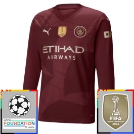 Manchester City Third Shirt Champions League With Patch 2024-2025 L/S Voetbaltenue