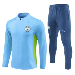 Manchester City Trainingspakken 2024-25 - 1-4 Zip Blauw Groen