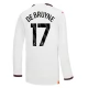 Manchester City Voetbaltenue De Bruyne 17 2023-2024 Uitshirt - L/S