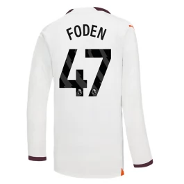 Manchester City Voetbaltenue Foden 47 2023-2024 Uitshirt - L/S