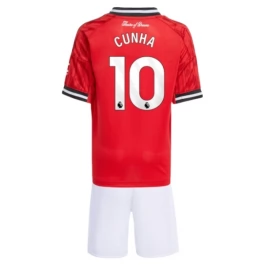Manchester United Cunha 10 Thuisshirt Kids 2025-2026 Voetbaltenue
