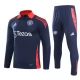 Manchester United Trainingspakken 2024-25 - 1-4 Zip Marineblauw Rood