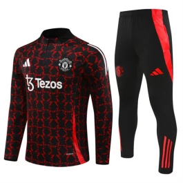Manchester United Trainingspakken 2024-25 - 1-4 Zip Rood Zwart