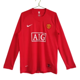 Manchester United Voetbaltenue Retro 2007-2008 Thuisshirt - L/S