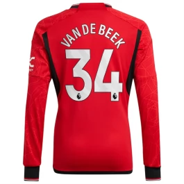 Manchester United Voetbaltenue Van De Beek 34 2023-2024 Thuisshirt - L/S