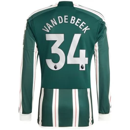 Manchester United Voetbaltenue Van De Beek 34 2023-2024 Uitshirt - L/S