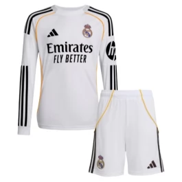 Real Madrid Thuisshirt Kids 2025-2026 L/S Voetbaltenue