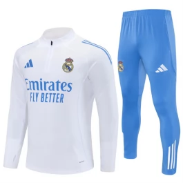 Real Madrid Trainingspakken 2025-26 - 1-4 Zip Wit Blauw
